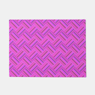 Pink stripes diagonal weave pattern doormat