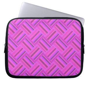 Pink stripes diagonal weave pattern laptop sleeve