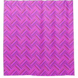 Pink stripes diagonal weave pattern shower curtain
