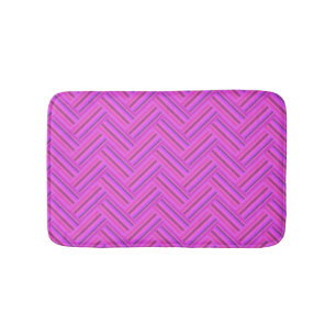 Pink stripes double weave pattern bath mat