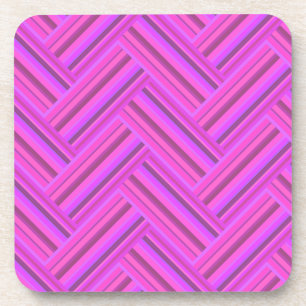 Pink stripes double weave pattern coaster
