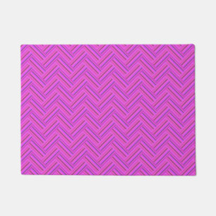 Pink stripes double weave pattern doormat