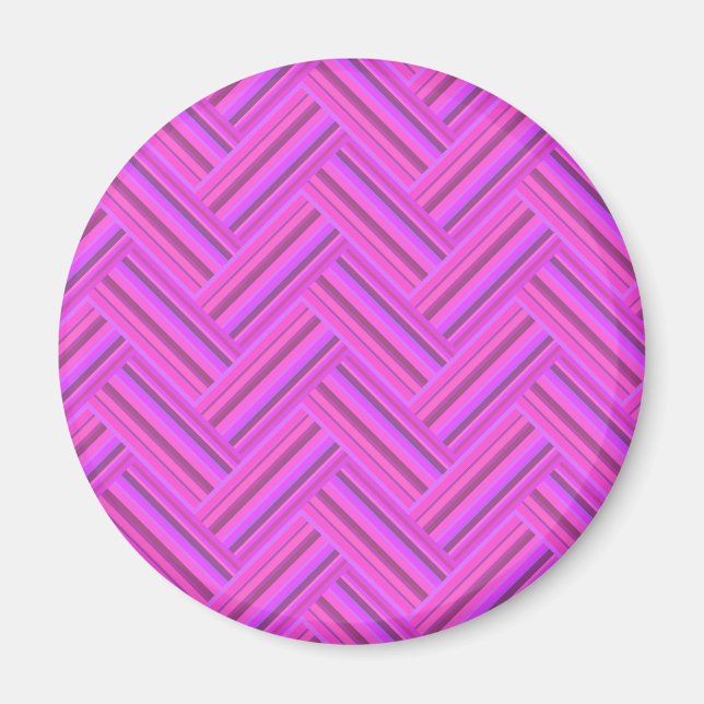 Pink stripes double weave pattern magnet (Front)