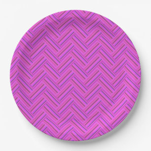 Pink stripes double weave pattern paper plate