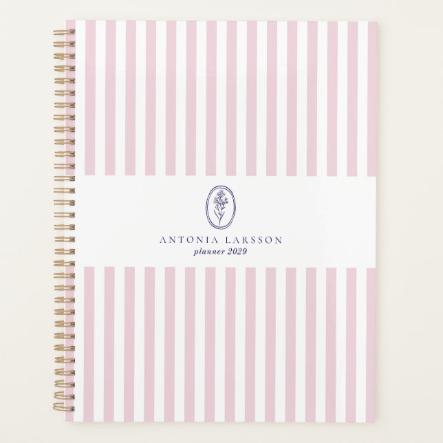 Pink Stripes, Elegant  Planner (Front)