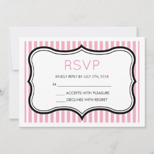 Pink Stripes Fancy Decorative Frame RSVP Invitation