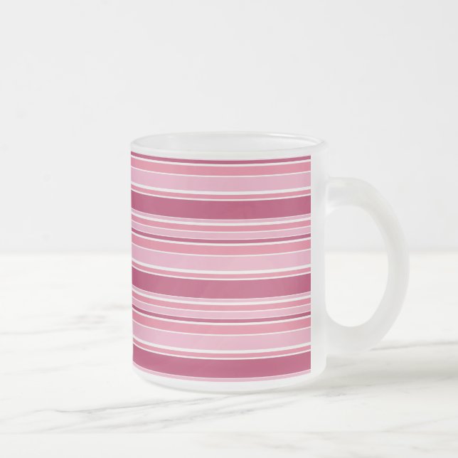 Pink stripes frosted glass coffee mug (Right)