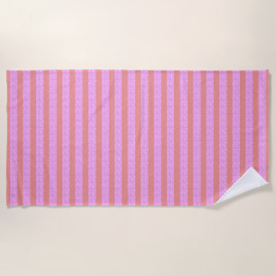 Pink Stripes Geometric Beach Towel