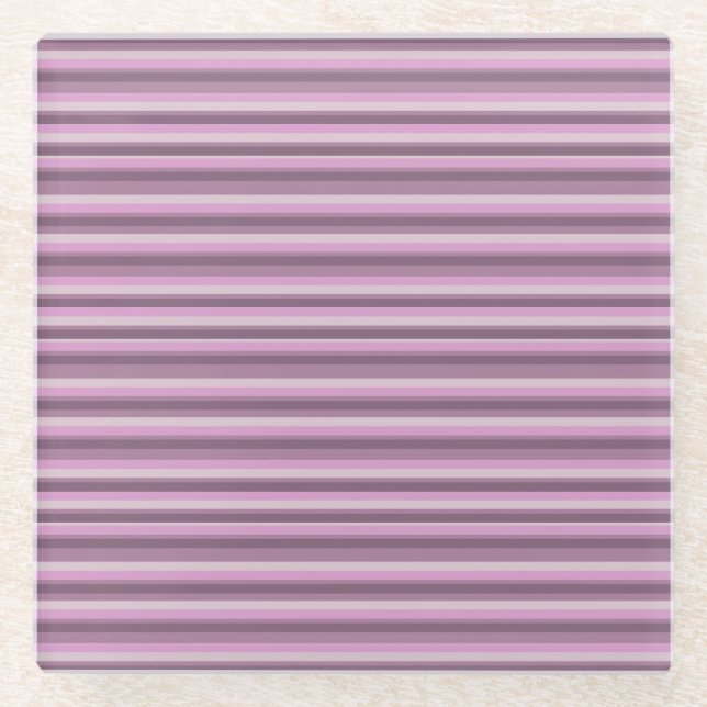 Pink stripes glass coaster (Front)