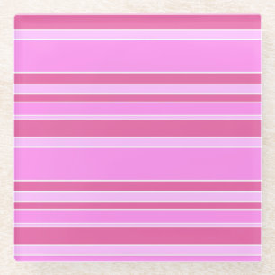 Pink stripes glass coaster