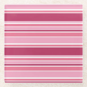 Pink stripes glass coaster