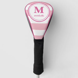 Pink stripes    Golf   personalised NAME monogram Golf Head Cover