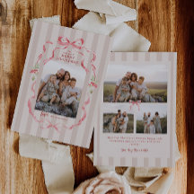 Pink Stripes Greenery Coquette Bow Wreath 4 Photos