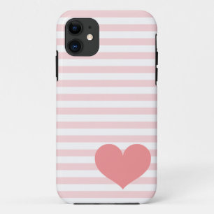 Pink Stripes & Heart iPhone 11 Case