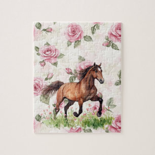 Pink Stripes Horse Bow Jigsaw Puzzle