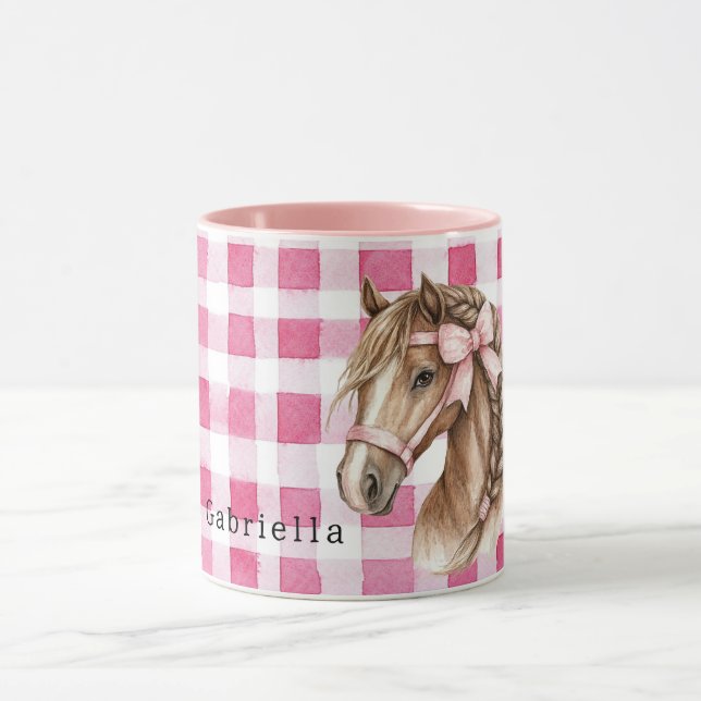 Pink Stripes Horse Bow Mug (Center)