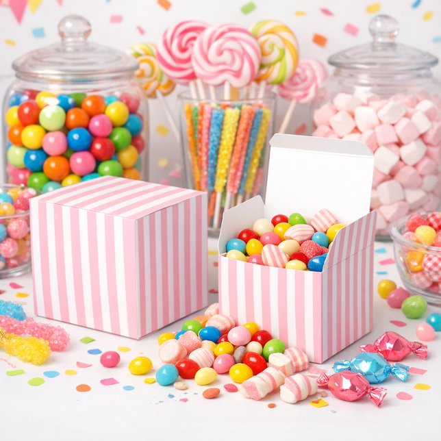 Pink Stripes Ice Cream Social Favour Box (Creator Uploaded)