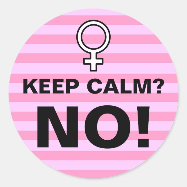 Pink Stripes Keep Calm No Classic Round Sticker (Front)