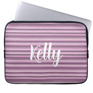 Pink stripes laptop sleeve