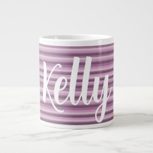 Pink stripes large coffee mug
