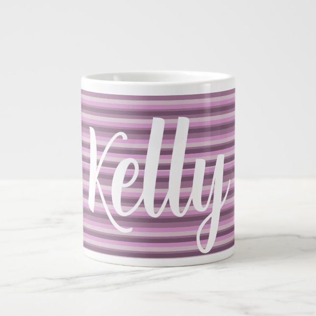 Pink stripes large coffee mug (Front)