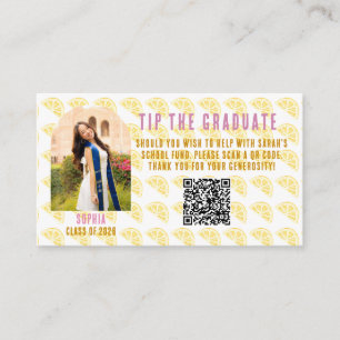 Pink Stripes Lemons Graduation Party Enclosure Card