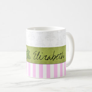 Pink Stripes, Lines, Striped Pattern, Your Name Coffee Mug