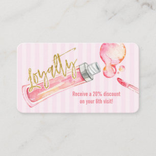 Pink Stripes Lipgloss Makeup Loyalty Card