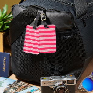 Pink Stripes Luggage Tag