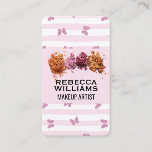 Pink Stripes   Makeup Foundation Powder Business Card
