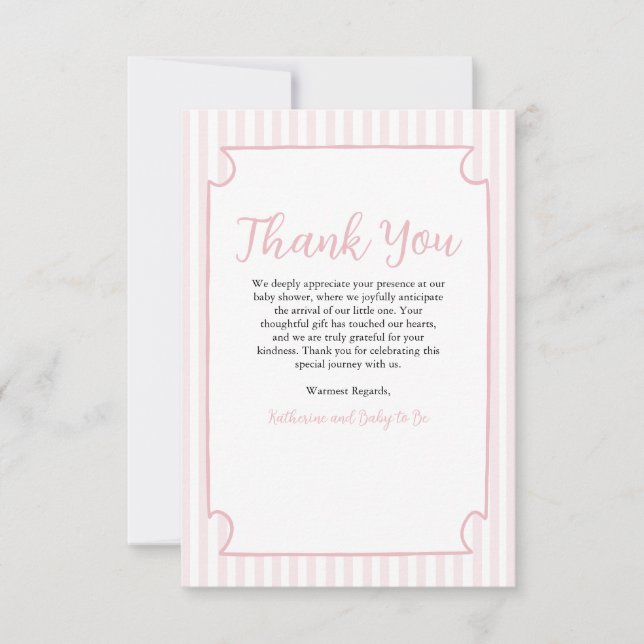 Pink Stripes Martini Glass Thank You Card – Custom (Front)