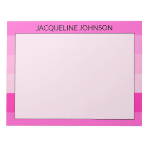 Pink Stripes Modern & Feminine Monogram Name Notepad