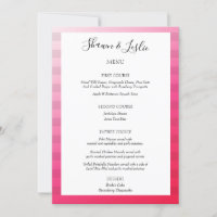 Pink Stripes Modern Wedding Menu