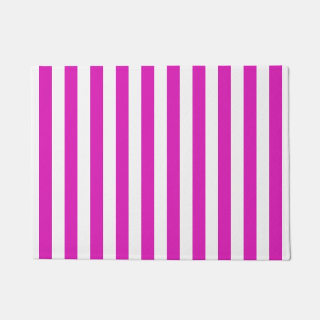 Pink Stripes on any Colour Doormat (Front)