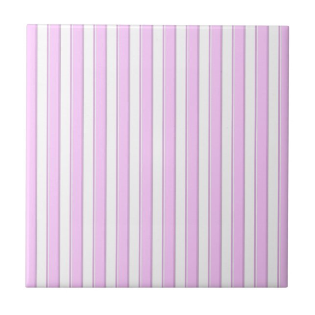 Pink Stripes on White Tile (Front)