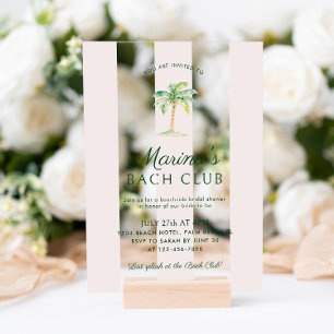 Pink Stripes Palm Beach Bach Club Bridal Shower Acrylic Invitations