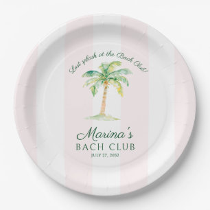 Pink Stripes Palm Beach Bach Club Bridal Shower Paper Plate