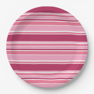Pink stripes paper plate