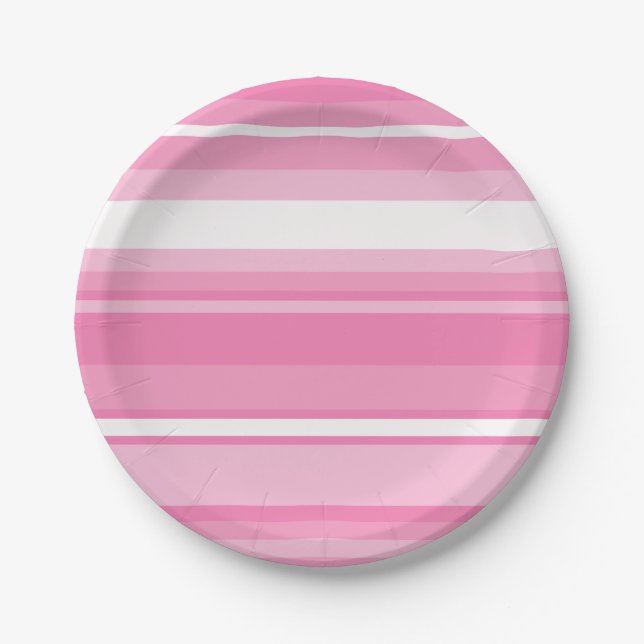 Pink stripes paper plate (Front)