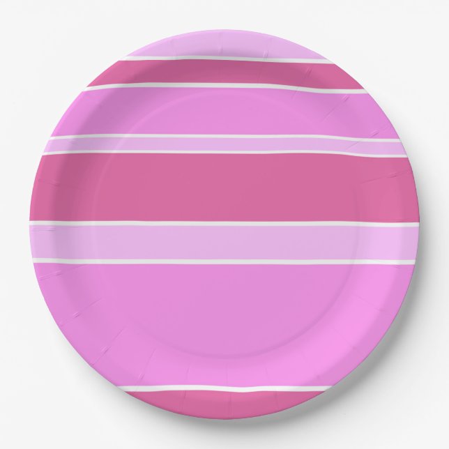 Pink stripes paper plate (Front)