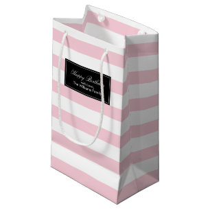 Pink Stripes Pattern Personalised Small Gift Bag