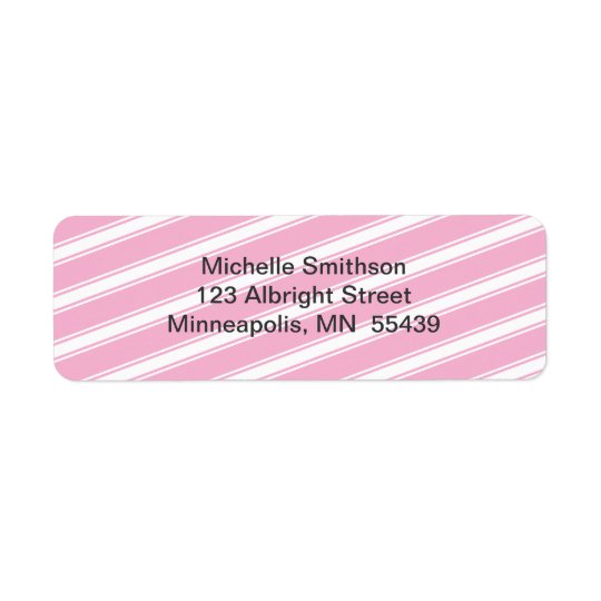 Pink Stripes Pattern Return Address Label Custom