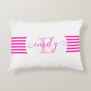 Pink stripes personalised decorative cushion