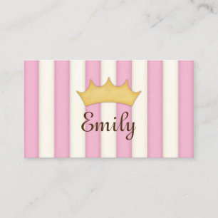 Pink Stripes Personalised Princess Calling Card