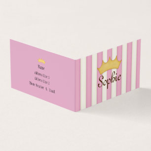 Pink Stripes Personalised Princess Social Appointm Business Card