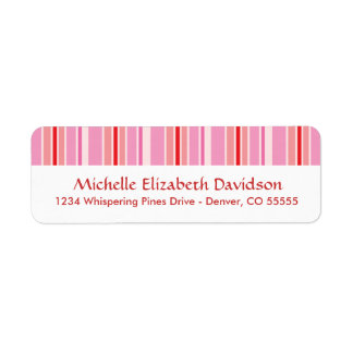 Pink Stripes Personalised Return Address Labels