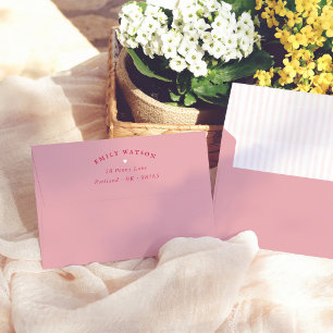 Pink Stripes Preppy Return Address Envelope