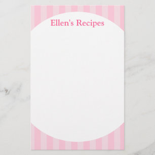 Pink Stripes Recipe Note Pad