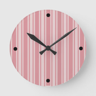 Pink Stripes Round Clock