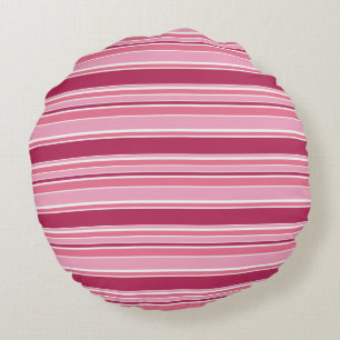 Pink stripes round cushion